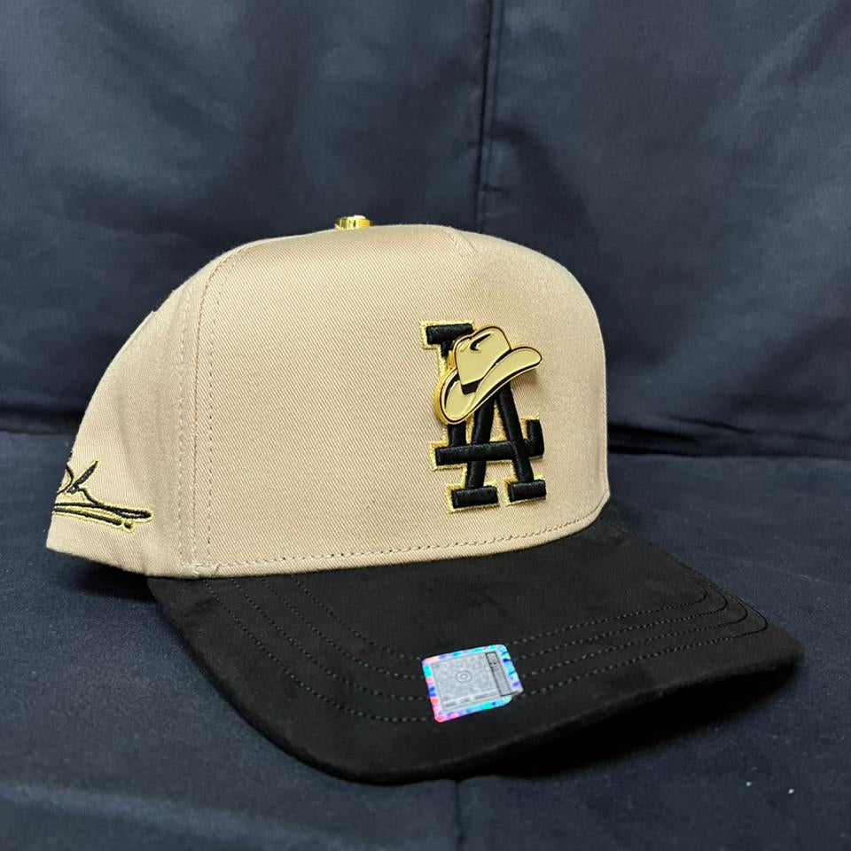 LA SOMBRERO BEIGE NEGRA GAMUZA BIGG BOSS