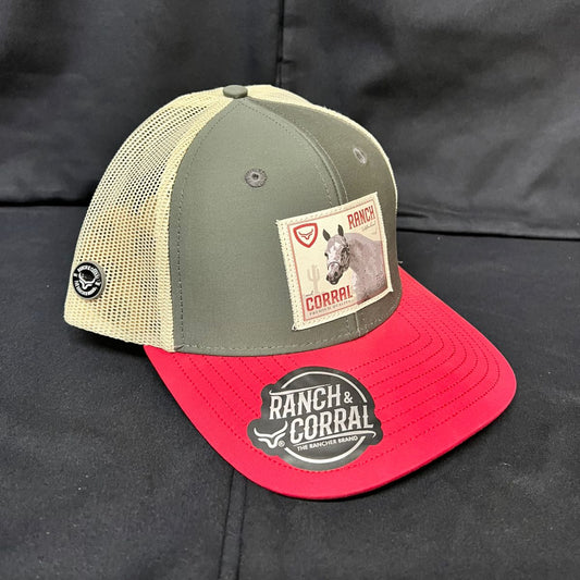 CABALLO BLANCO GORRA ROJO Y GRIS RANCH AND CORRAL