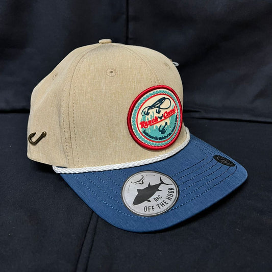 GORRA DE PESCA REPELENTE AL AGUA BEIGE Y AZUL RANCH AND CORRAL