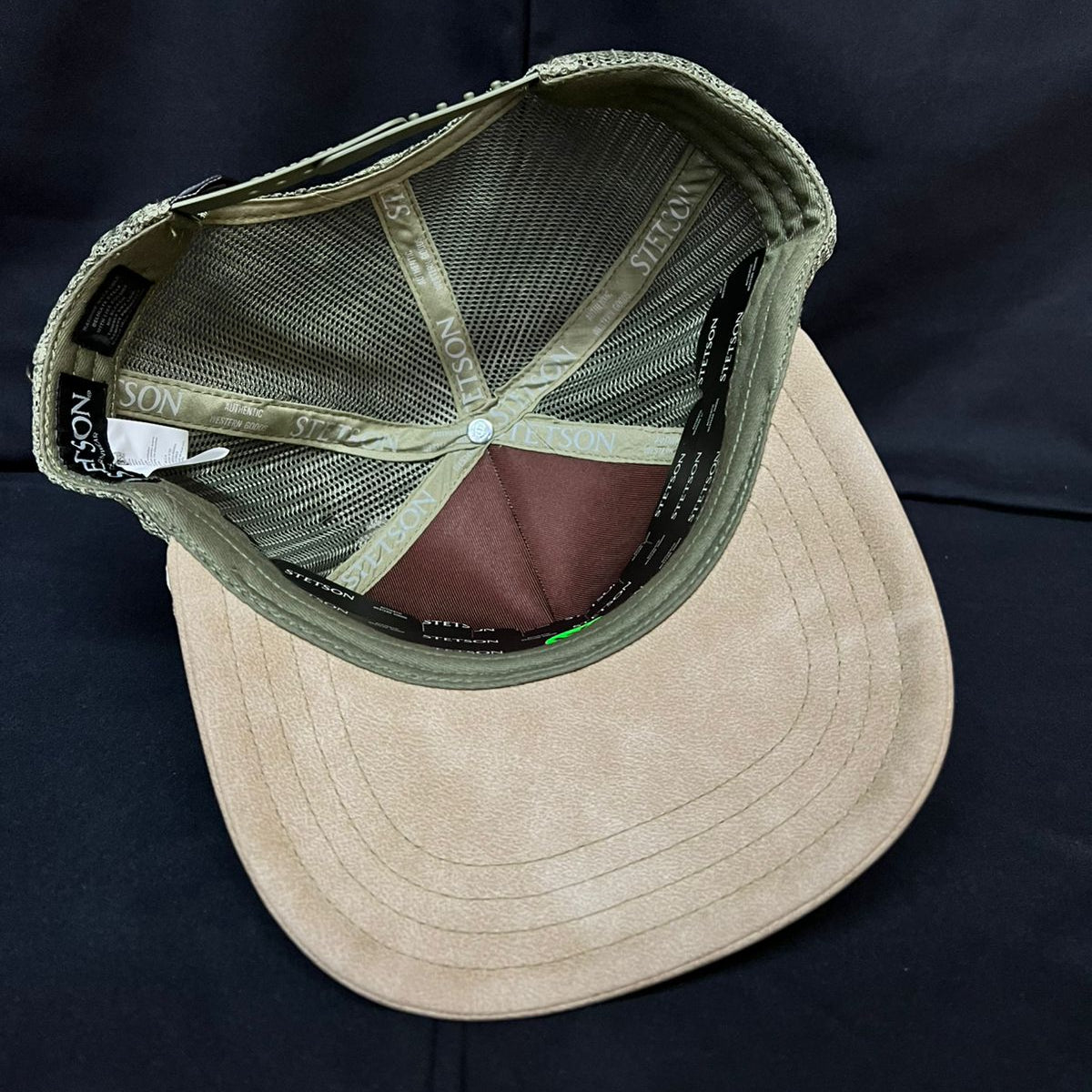 STETSON AZUL VISERA PIEL AZUL Y BEIGE RANCH AND CORRAL