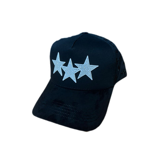 3 ESTRELLAS NEGRO Y BLANCO STAR HATS