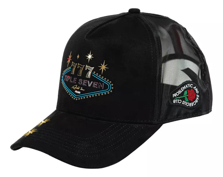 Gorra Problematic X All In 777 Snapback Gamuza Negro